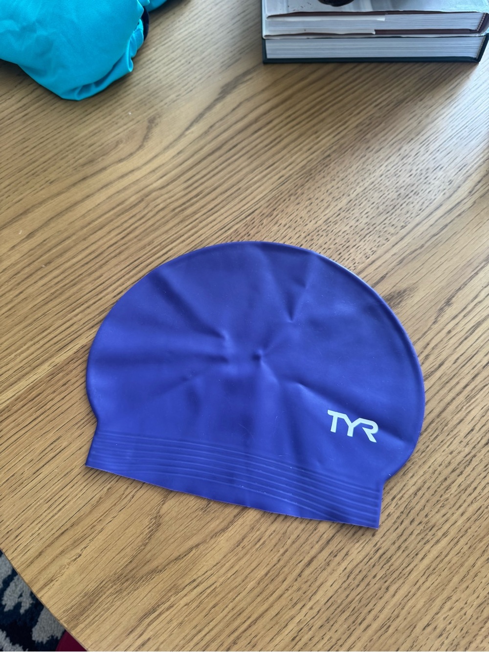 TYR Violet Silicone Swim Cap with White Logo